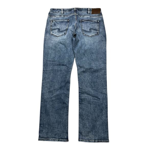 Silver Allan Slim Fit Straight Leg Jeans Mens 36 x 32 Blue Medium Wash Denim Y2K - Picture 3 of 16